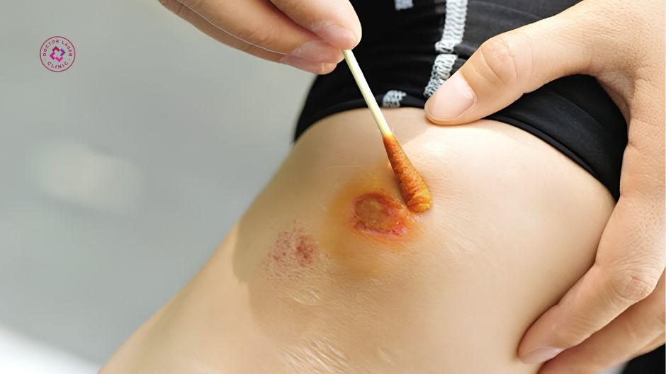 nhiễm trùng vết thương gây sẹo lồi ở đầu gối