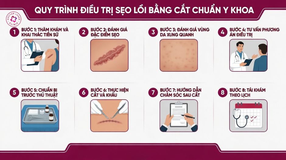 quy trình điều trị sẹo lồi bằng cắt chuẩn y khoa