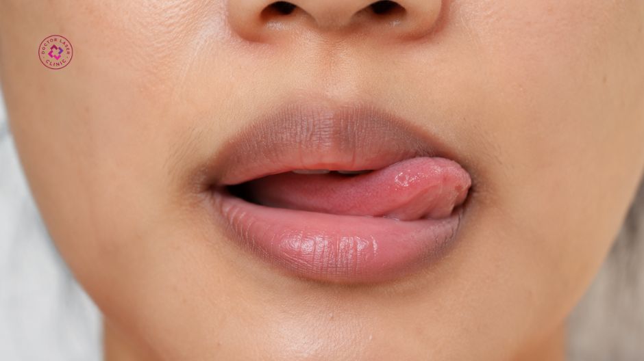 thói quen liếm môi gây thâm mép môi