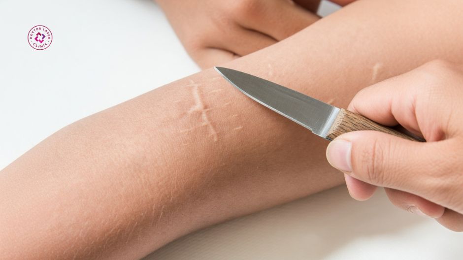 tổn thương do vật sắc gây sẹo lồi trắng