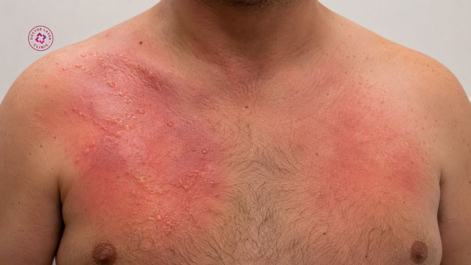 vết thương hở bị nhiễm trùng gây sẹo lồi ở ngực
