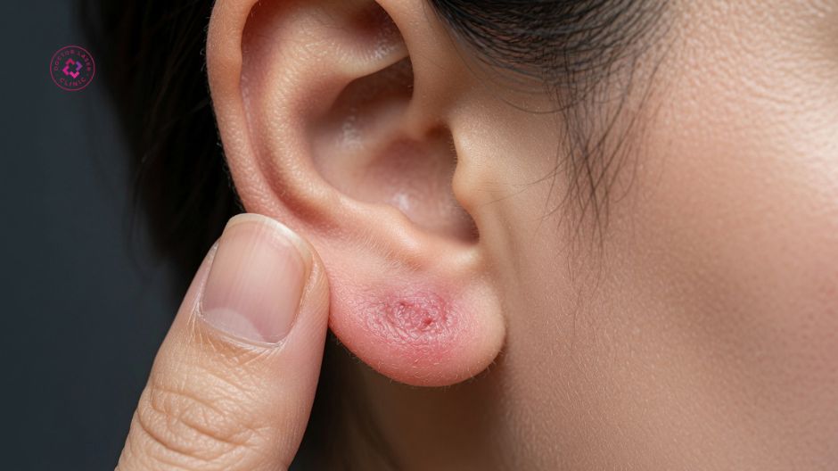 viêm nhiễm trùng lỗ xỏ gây sẹo lồi xỏ khuyên