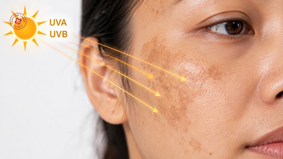 ánh nắng mặt trời gây nám mảng