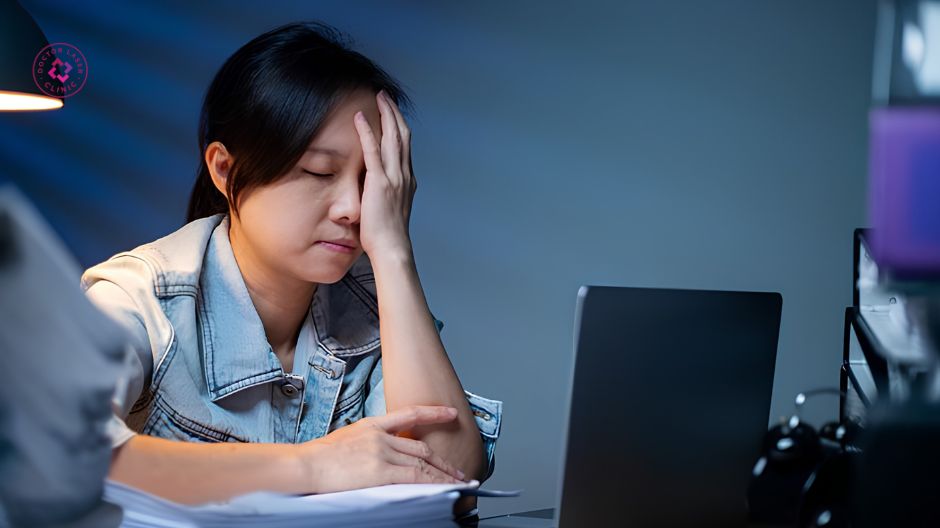 ánh sáng xanh gây nám quanh mắt