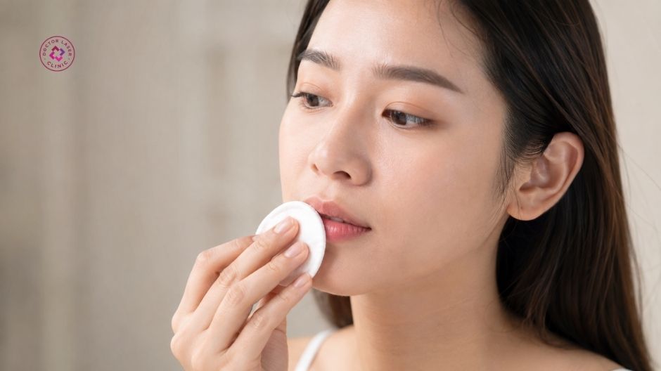 giữ vùng điều trị sạch sau khi trị sẹo lồi ở môi