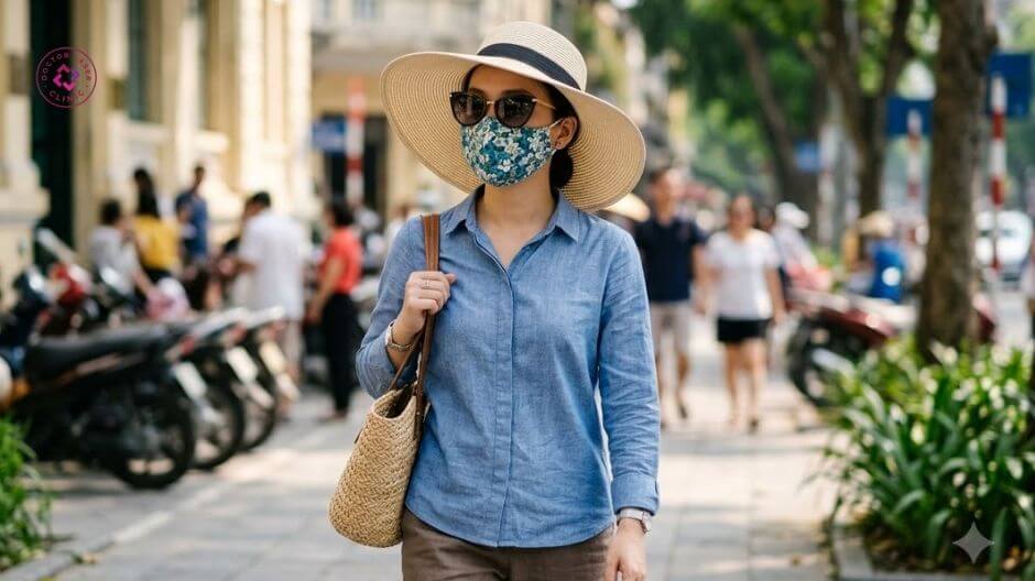 kết hợp chống nắng vật lý phòng ngừa nám da do nắng