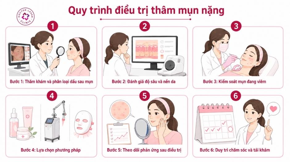 quy trình điều trị thâm mụn nặng