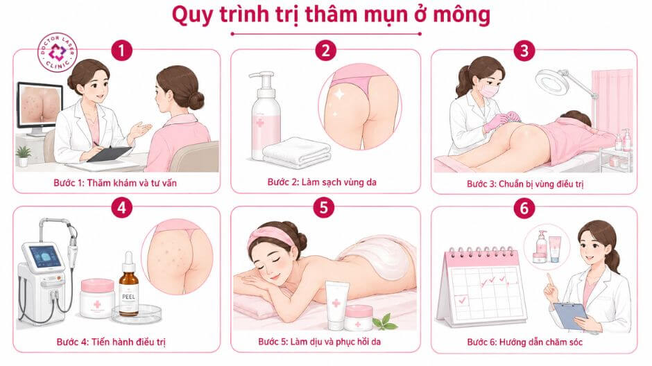 quy trình trị thâm mụn ở mông