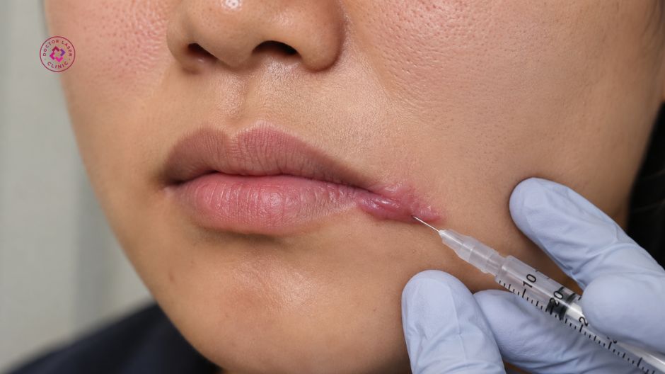 tiêm corticosteroid điều trị sẹo lồi ở môi