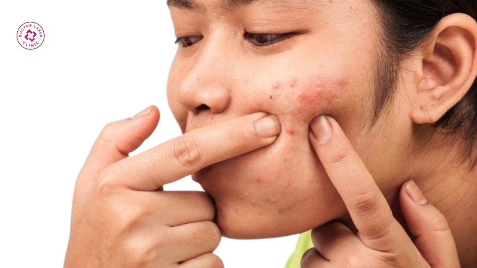 tự ý nặn mụn khi nhân chưa gom làm thâm mụn lâu hết