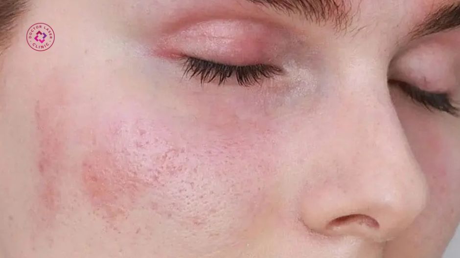 đỏ hoặc nóng nhẹ sau điều trị nám da bẩm sinh