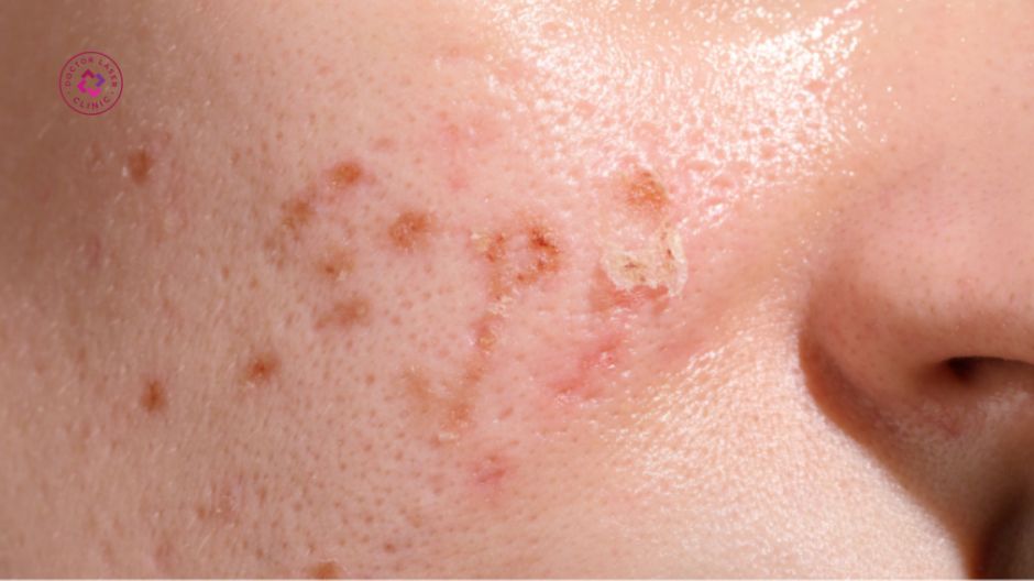 đỏ và nóng da sau peel laser