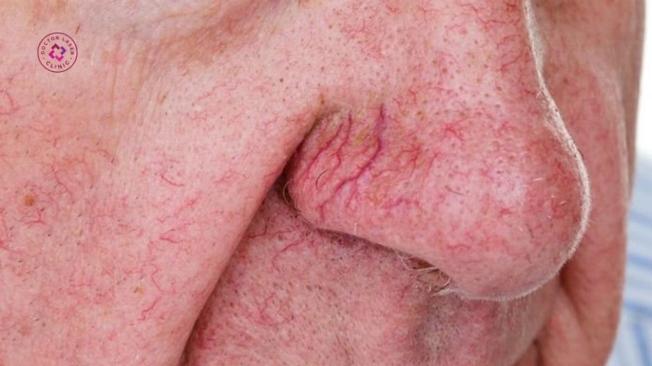 giãn mao mạch dưới da ở vùng má và cánh mũi
