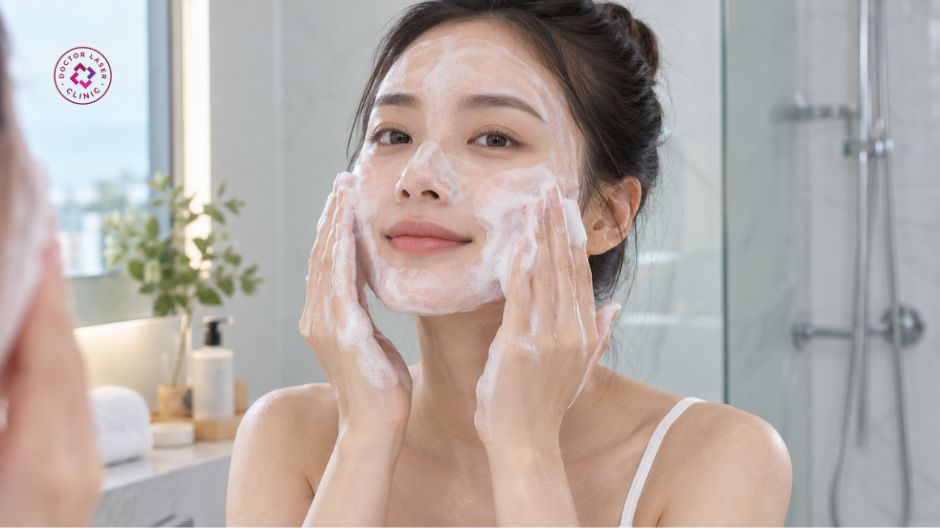thời gian massage sữa rửa mặt trên da