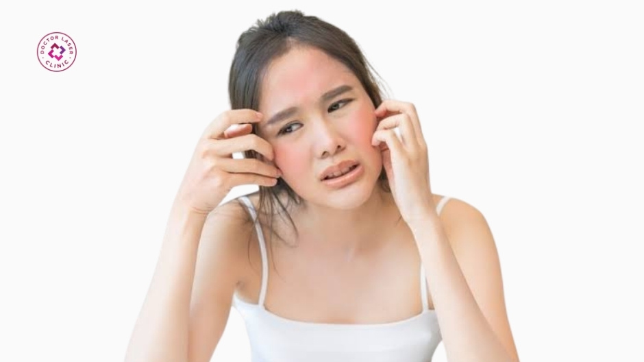 da đỏ và châm chích sau điều trị sắc tố