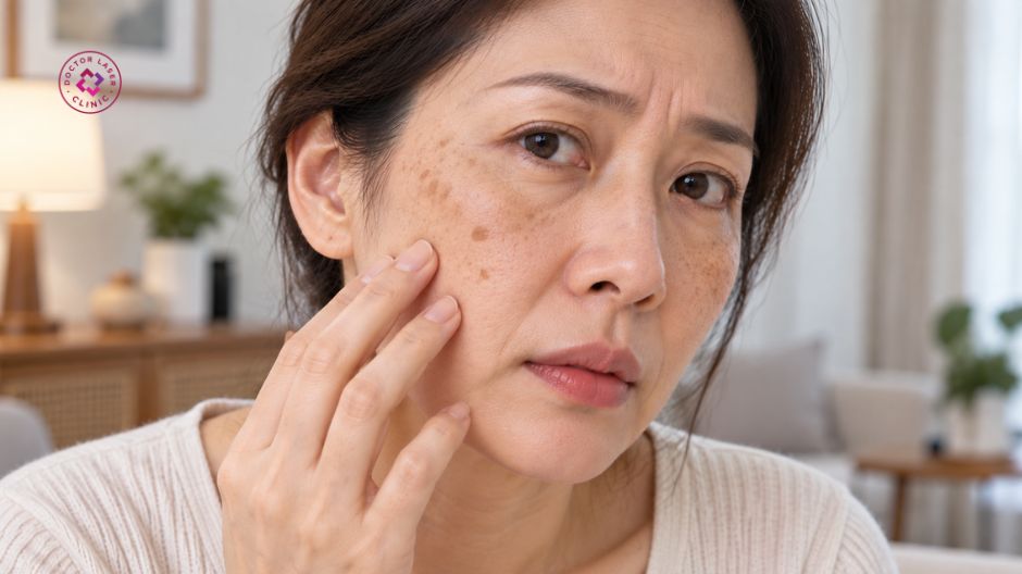 lão hóa tự nhiên làm xuất hiện đồi mồi trên da