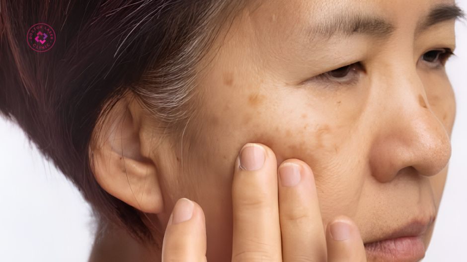 lão hóa tự nhiên làm xuất hiện đốm nâu trên da