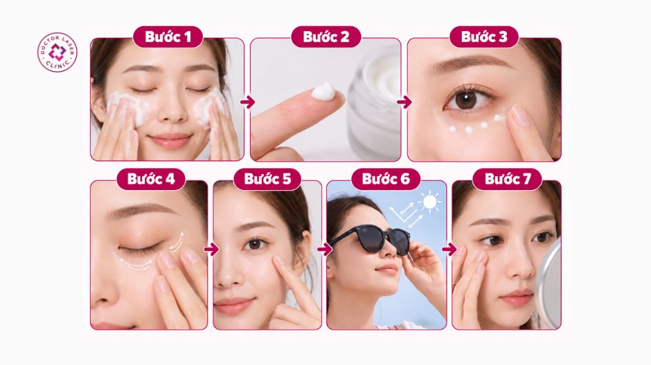 quy trình sử dụng kem trị thâm mắt