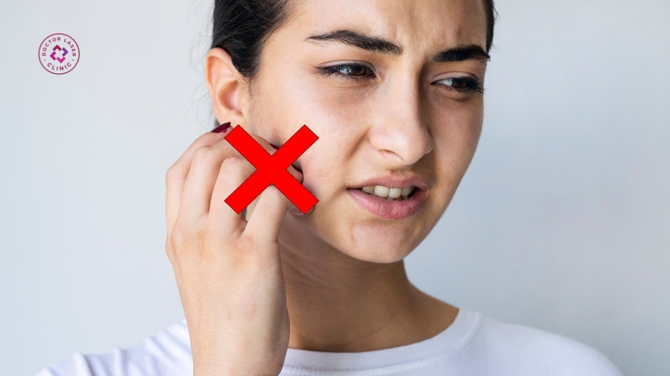 tránh nặn mụn và cào gãi ngăn tăng sắc tố